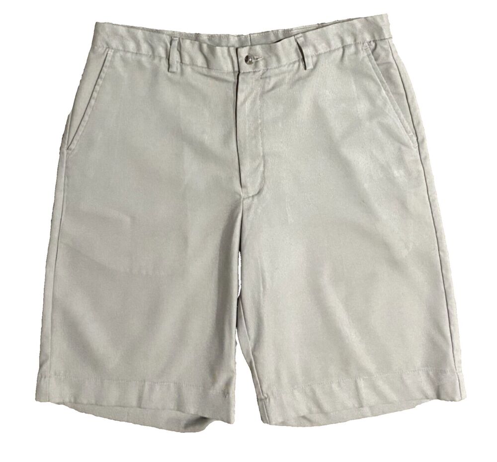 Greg Norman Performance Chino Golf Shorts Mens 36 Stretch Khaki Flat Front